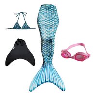 Marine Blue Zeemeerminstaart met Monovin, Zwembril en Bikini top X