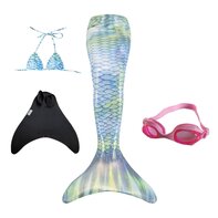 Serena zilveren Zeemeerminstaart met Monovin, Zwembril en Bikini top X